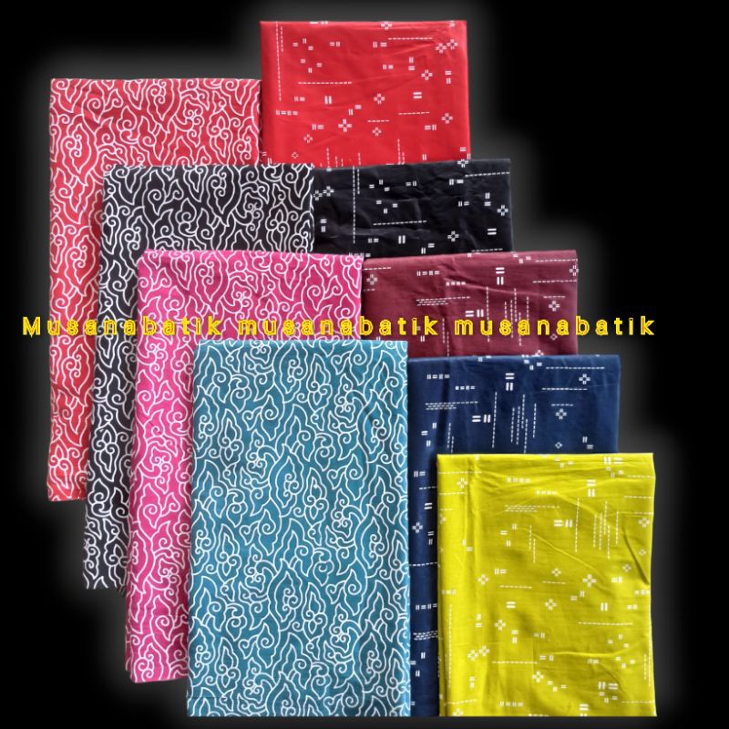 kain batik printing motif Megamendung dan matematika bahan seragam dua warna