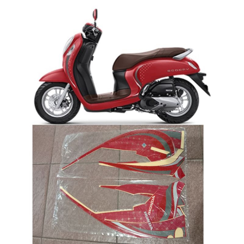 Sticker striping scoopy stylish 2023 merah / Lis body scoopy stylish 2023 merah
