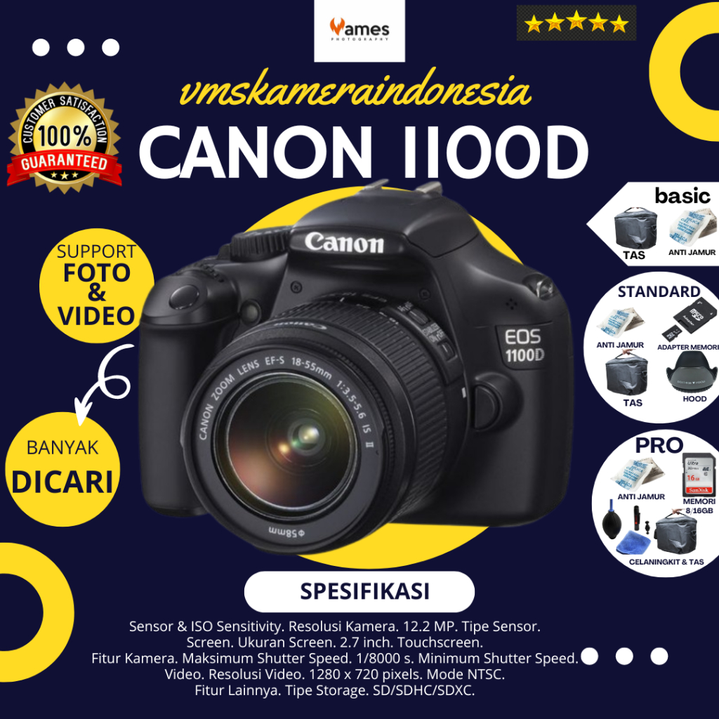 Canon 1100D Lensa 18-55mm Original Kamera DSLR Bergaransi -Likenew