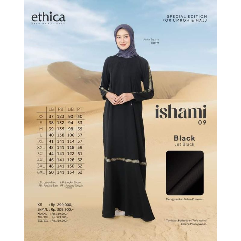 gamis hitam polos ishami 09 black