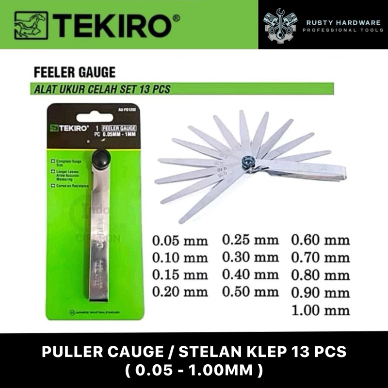 TEKIRO – PULLER GAUGE / STELAN KLEP 13PCS (0.05 - 1.00). 100% ORIGINAL