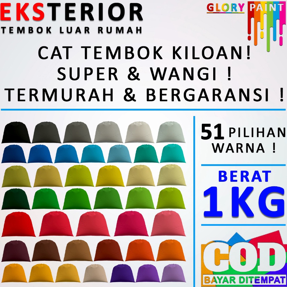Siap Kirim CAT TEMBOK KILOAN 1 KG EXTRA SUPER 51 WARNA