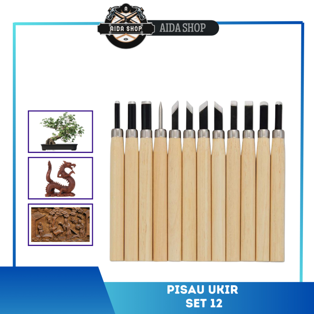 

Pisau Pahat Set 12pcs Pahat Kayu 12 in 1 SET Wood Carving Art Knife Pisau Ukir Kayu Kerajinan Mini