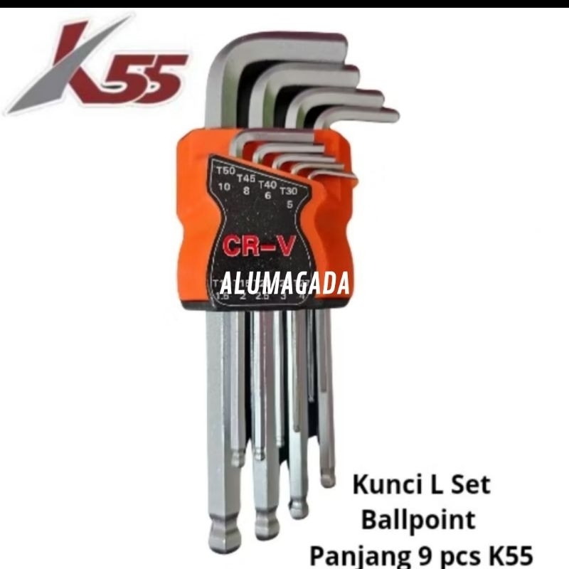 ALUMAGADA Kunci L Set Bollpoint Panjang 9pc K55