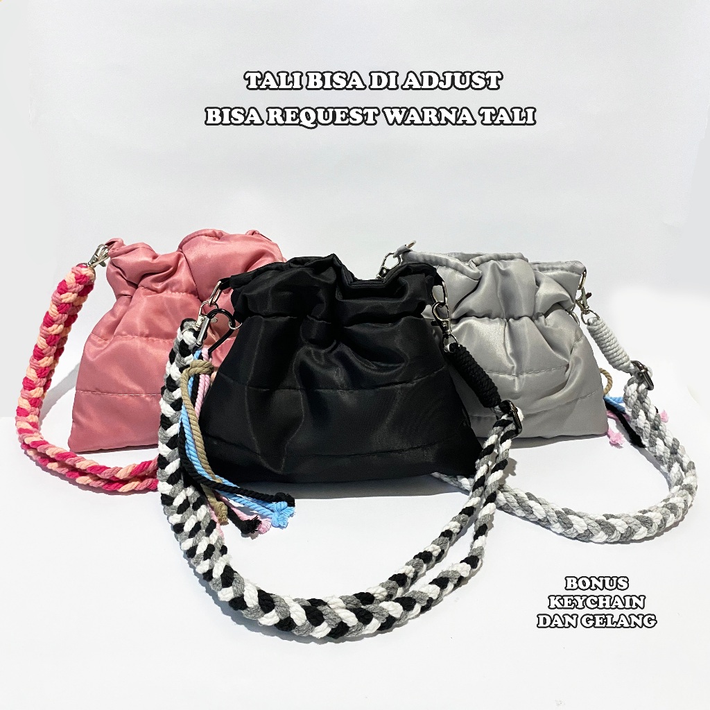 PUFFY BAG Tas Serut Sling bag / Shoulder bag Tali Strap Adjust