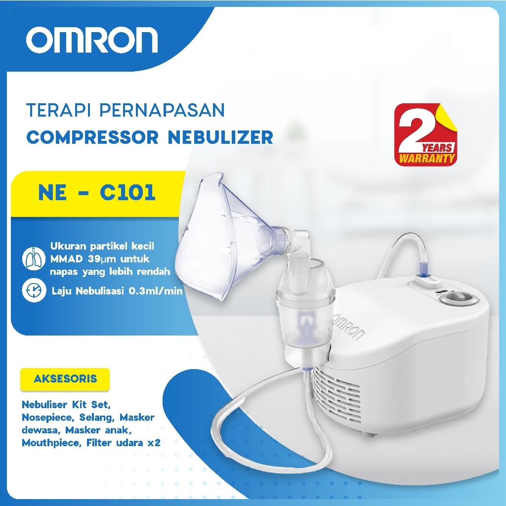 OMRON - Nebulizer Compressor NE C101  | Alat Terapi Uap Pernafasan Batuk Pilek Bayi Anak & Dewasa