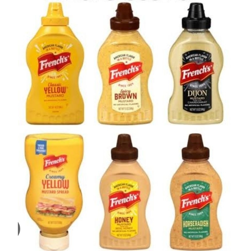 

French's French Honey Mustard Dijon Mustard Classic Yellow 396g Real Honey Spicy Brown Chardonay