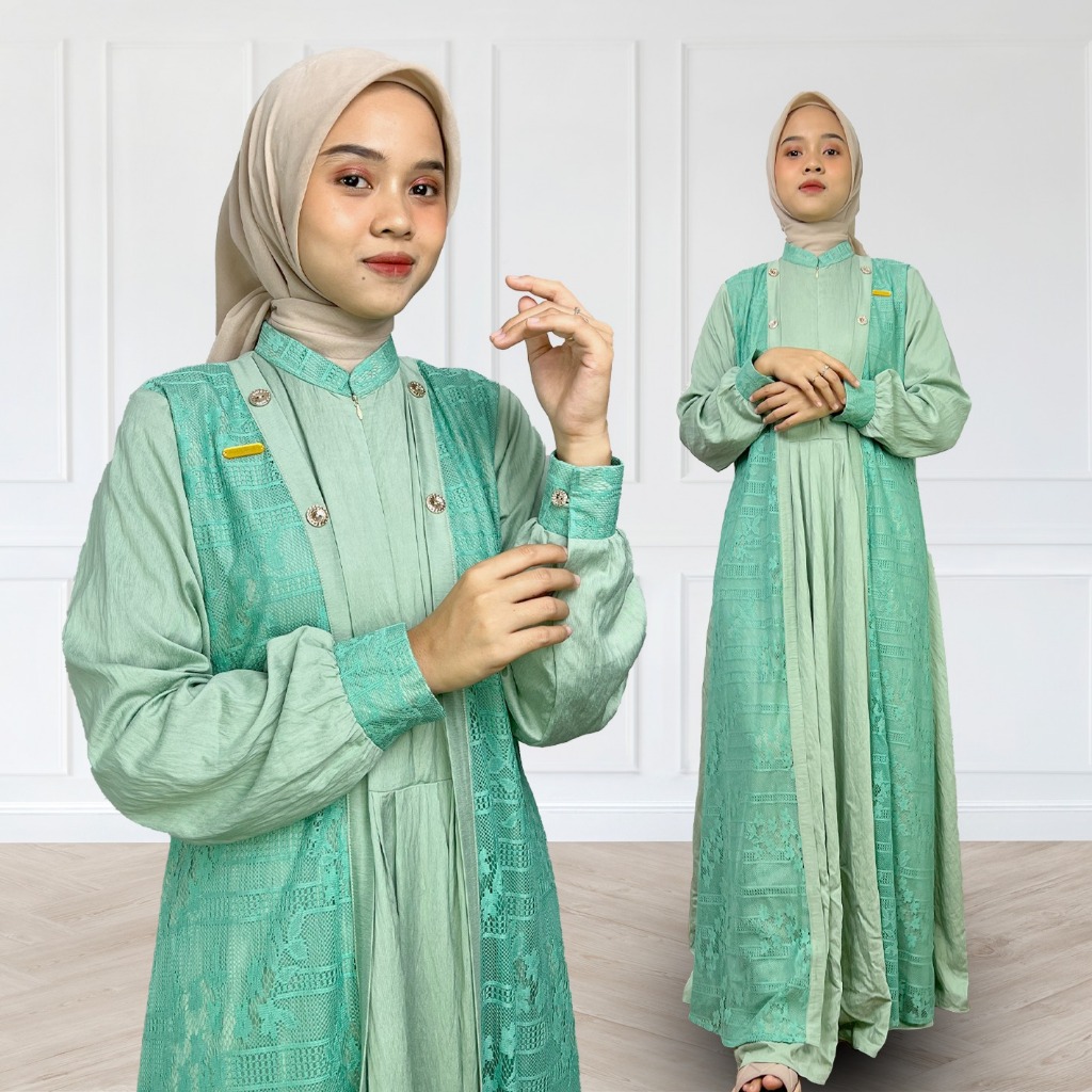 Gamis Rayon kombinasi brukat | busui friendly