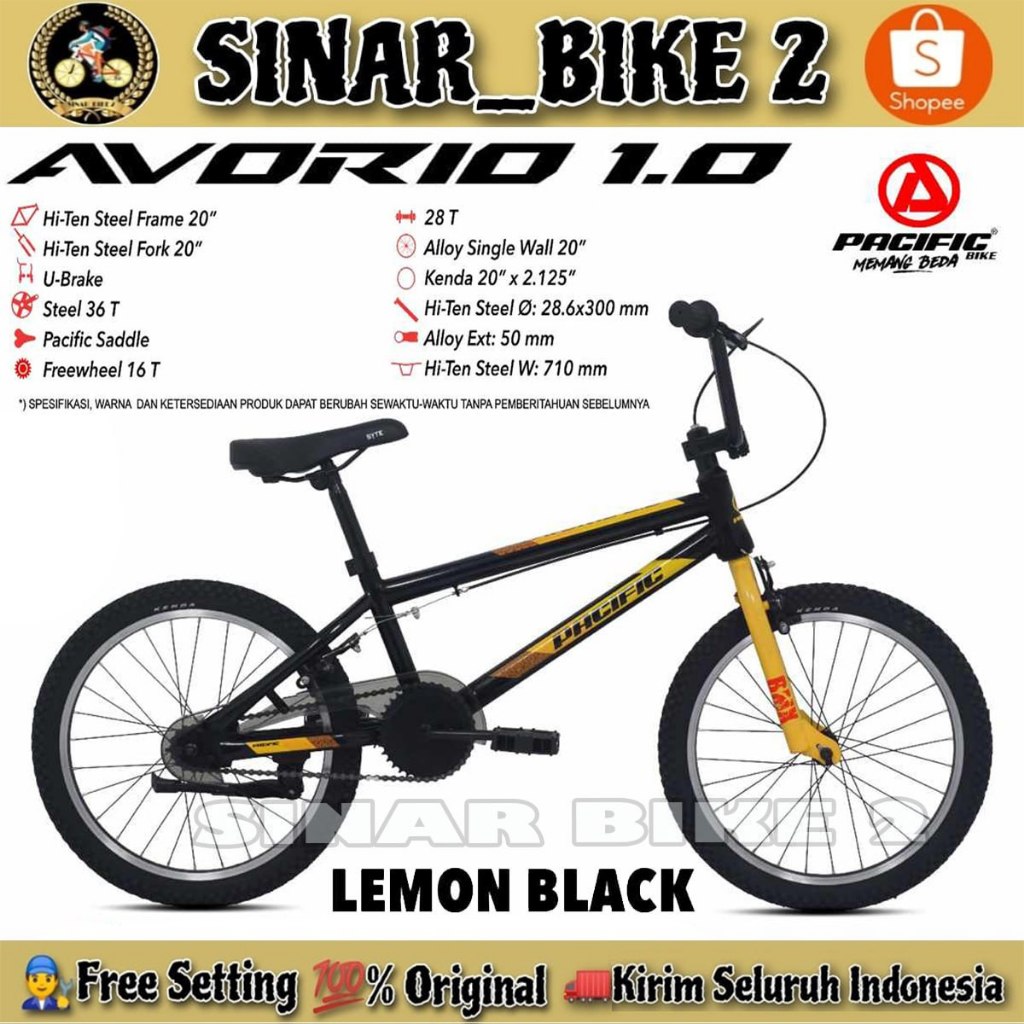 Sepeda Anak Laki BMX PACIFIC AVORIO 1.0 Ukuran 20 Inch Usia 8-12 Tahun