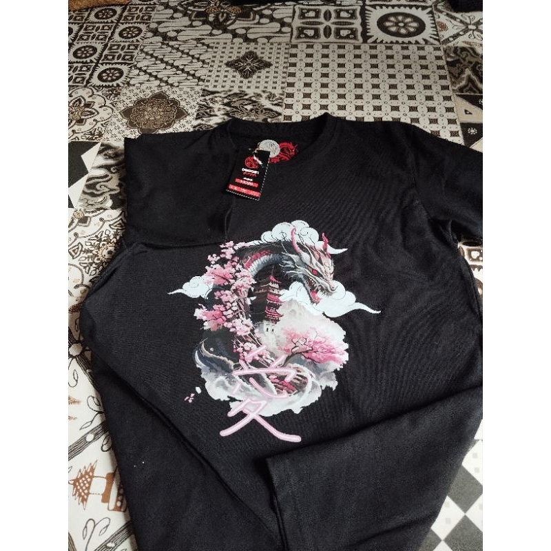 Kaos Naga Sakura Japan Premium Hitam
