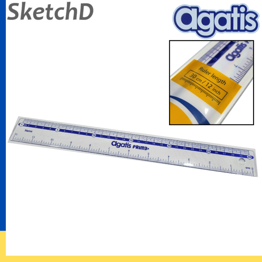 

Penggaris Plastik 30 cm Agatis PRIME Mistar Datar Bening WB1201B Transparan Ruler 30cm