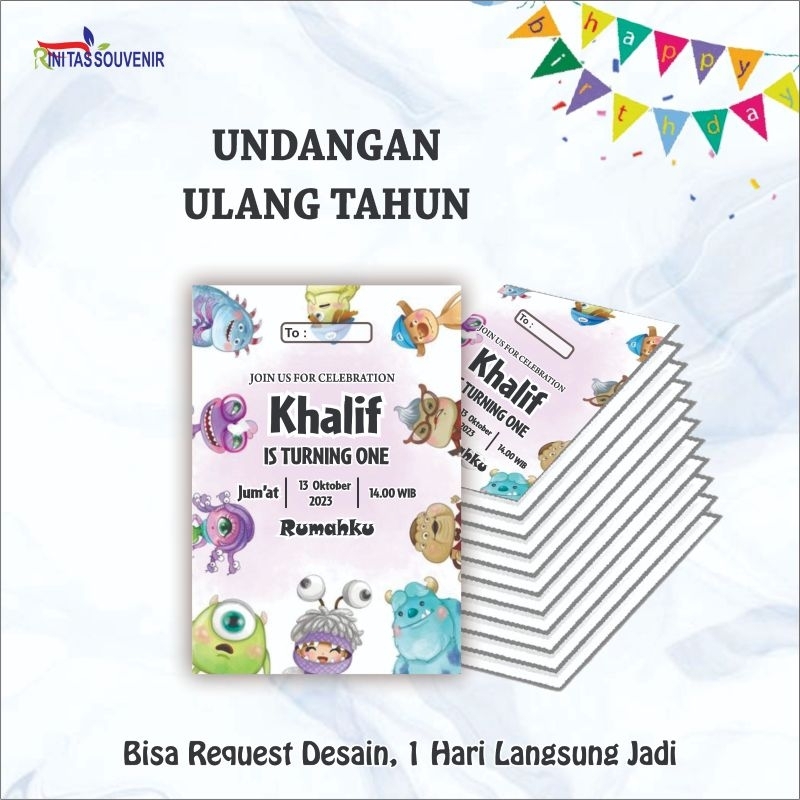 UNDANGAN ULANG TAHUN CUSTOM UNDANGAN ULANG TAHUN KEMAS PLASTIK UNDANGAN ULANG TAHUN MURAH