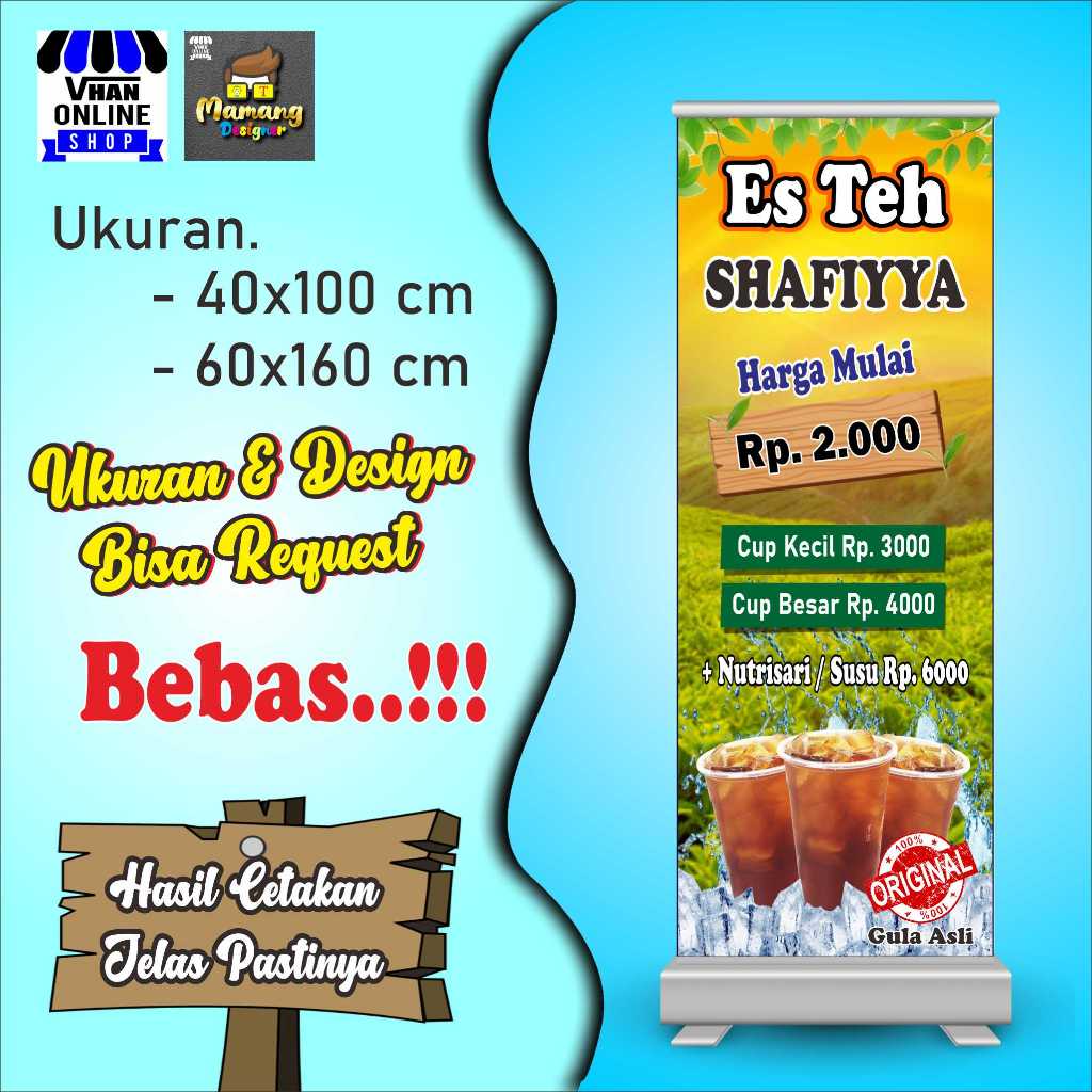 Spanduk, Banner, Mmt Es Teh Manis Jumbo, Dengan Request Varian rasa