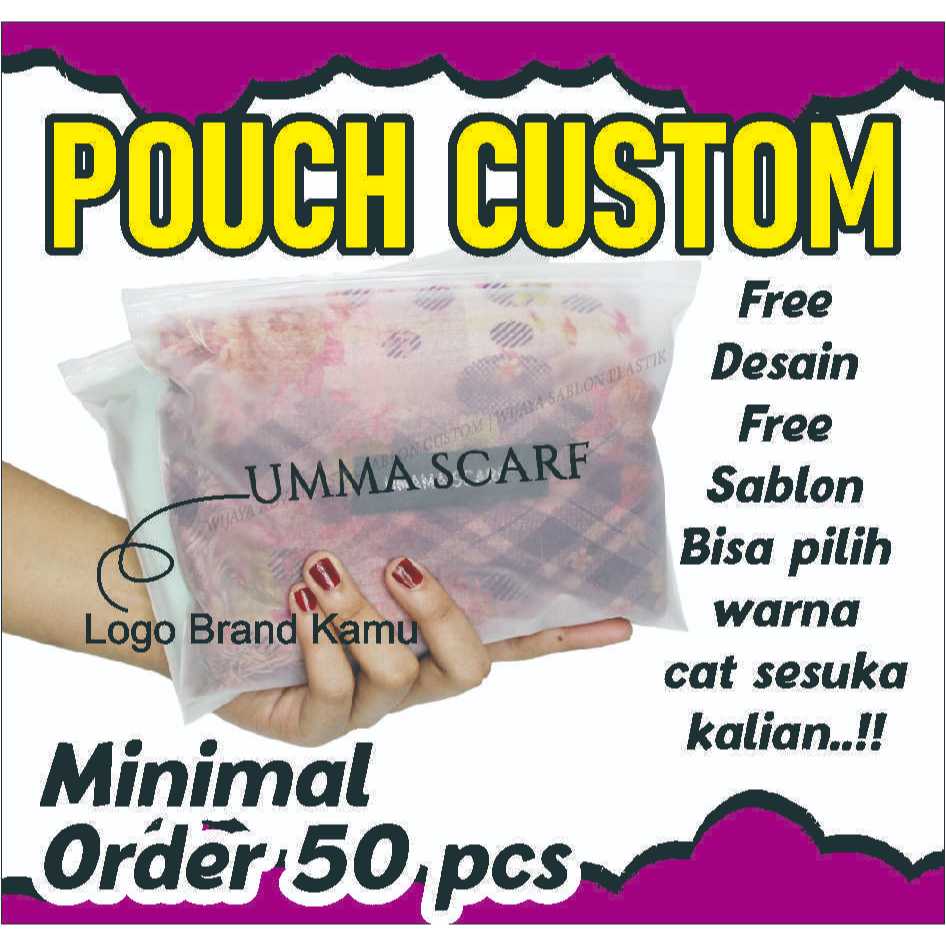 

SABLON PLASTIK ZIPPER | SABLON CUSTOM | KEMASAN ZIPPER FREE SABLON | POUCH HIJAB