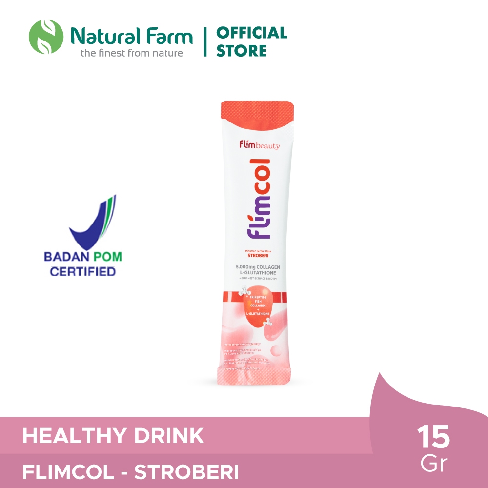 Flimbeauty Flimcol Stroberi 5000mg Collagen & L-Glutathione - 1 Box