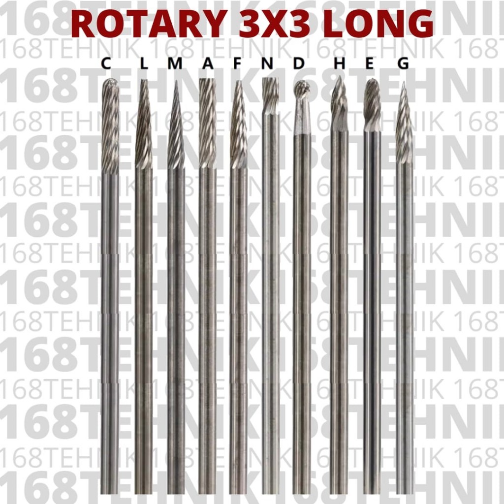 3X3 LONG CARBIDE ROTARY FILE / MATA BOR TUNER / ROTARY BURR TUNER / MATA CUNER / ROTARY CARBIDE