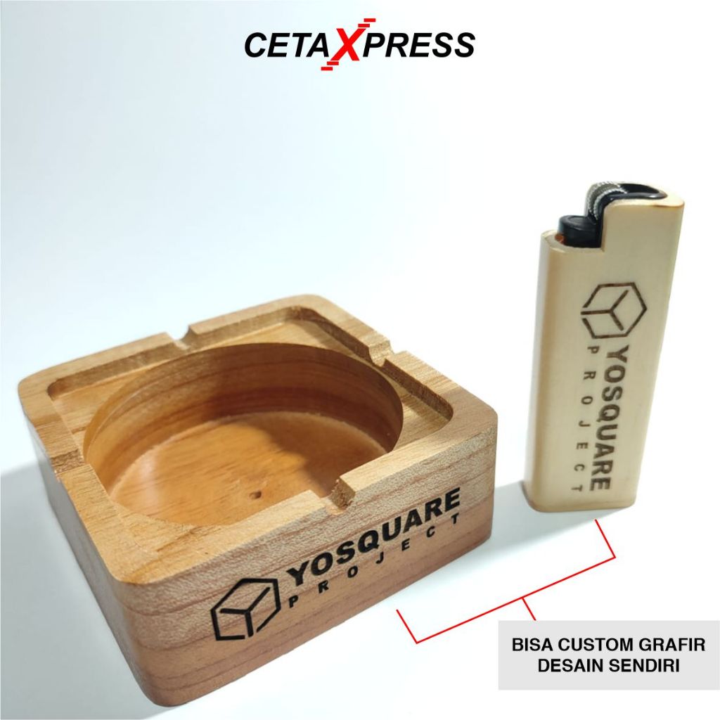 CUSTOM ASBAK DAN KOREK GRAFIR DESAIN SENDIRI BAHAN KAYU