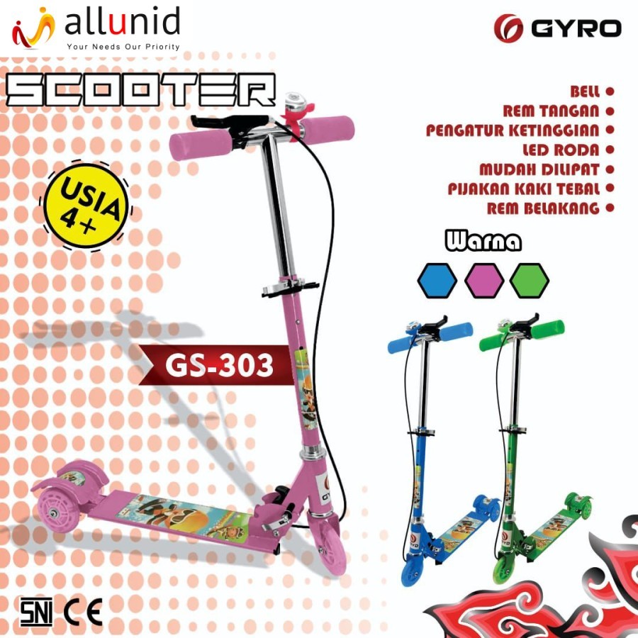 SCOOTER / SKUTER ANAK / SKUTER ANAK LIPET / SKUTER BISA DILIPET PALING MURAH - GYRO GS303