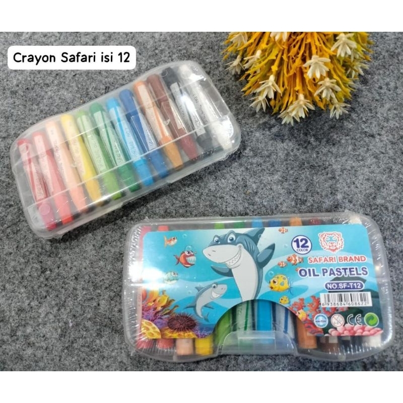 

ISI 12 PCS CRAYON MELUKIS MEWARNAI ANAK SAFARI BRAND OIL PASTELS