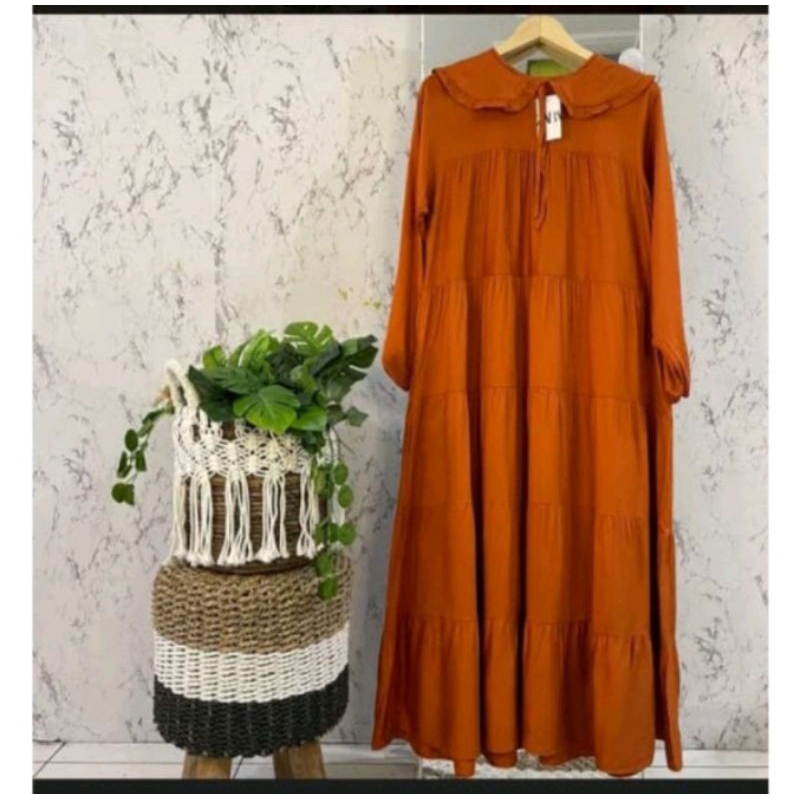 Gea Midi Dress Kerah Korea Rayon Twill Adem