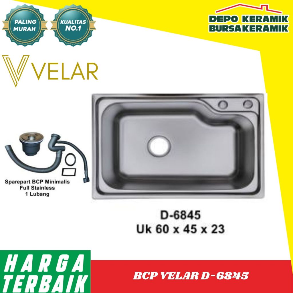 BAK CUCI PIRING 1 LUBANG VELAR TYPE D-6845