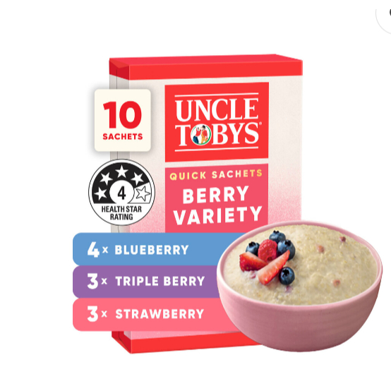

Uncle Tobys Oats Quick Sachets Berry Variety | 350g