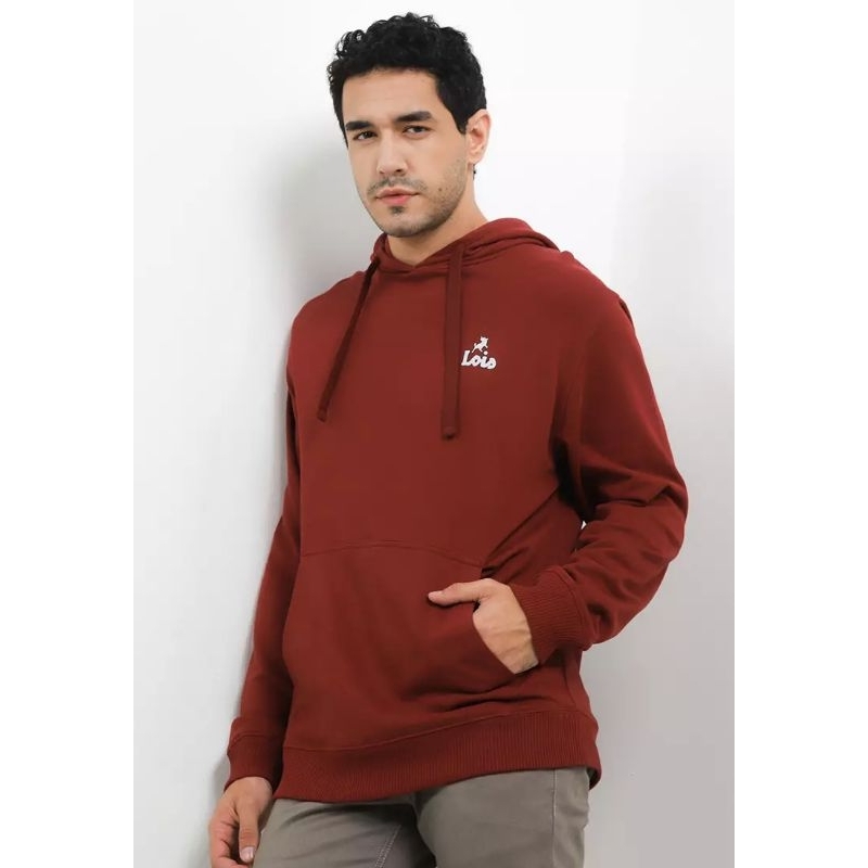 MJKT002M JAKET HOODIE LOIS ORIGINAL PRIA WARNA MARUN MERAH MAROON