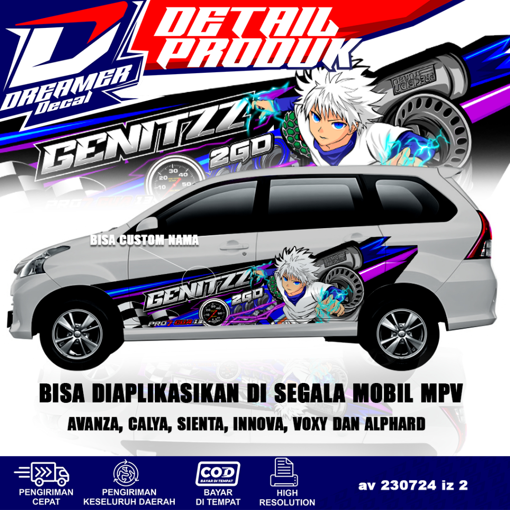 DECAL STIKER dua sisi MOBIL AVANZA HunterxHunter  VARIASI DECAL MOBIL TERBARU  LIVERY MOBIL AVANZA
