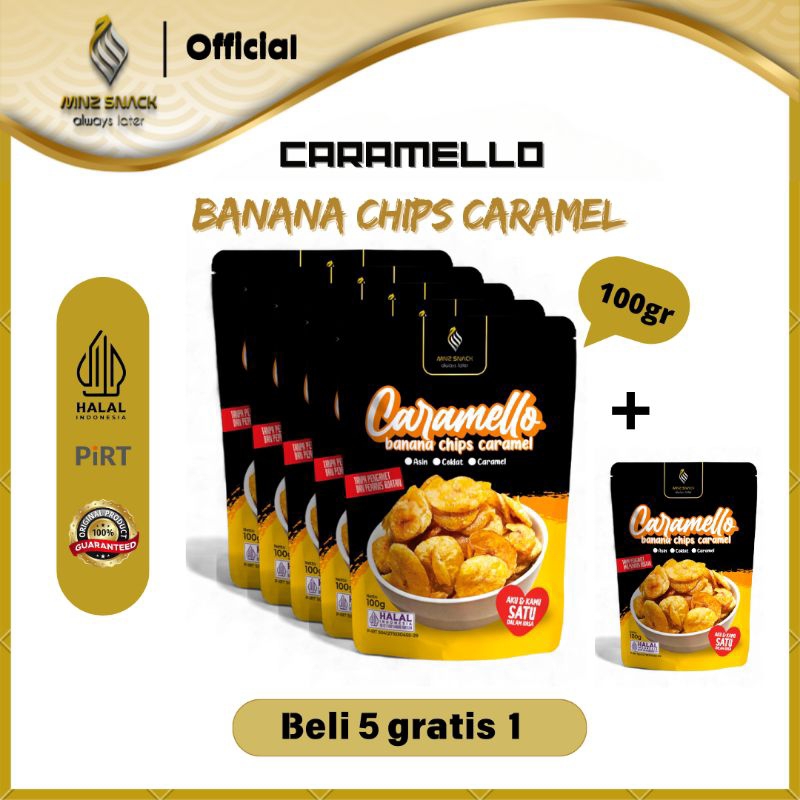 

MNZSNACK BELI 5 GRATIS 1 Paket Bundling 5pcs Caramello Keripik Pisang Caramel/coklat/asin/manis madu makanan ringan Kripik pisang asin gurih keripik pisang original