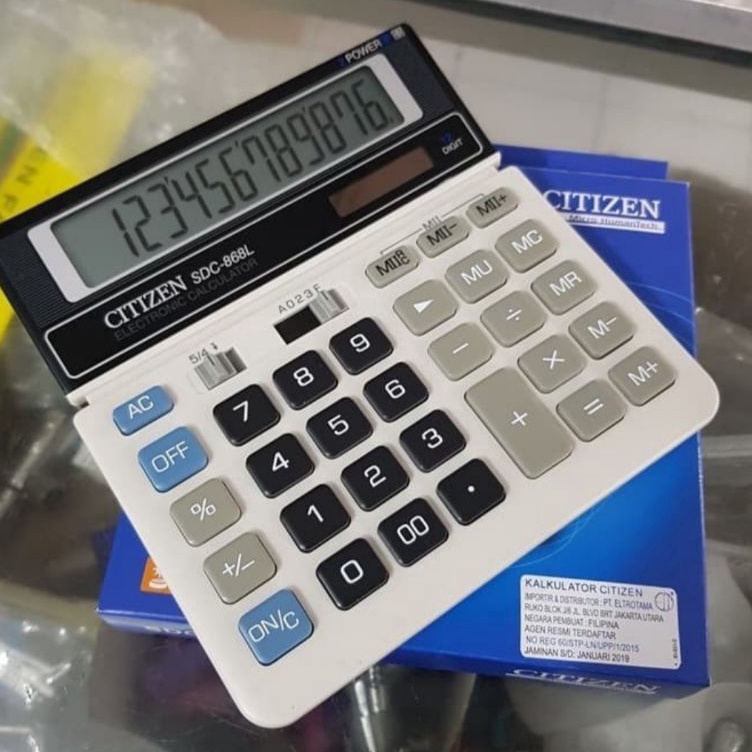 

KODE L77V Kalkulator 12 Digit Calculator Alat Hitung Citizen Type SDC 868L