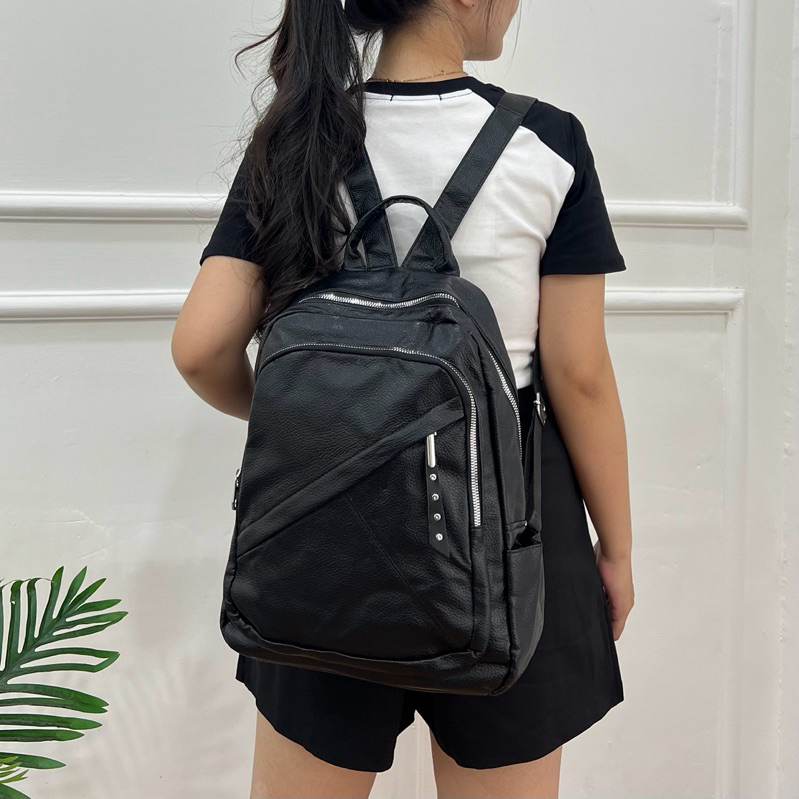 TAS RANSEL KULIT IMP*RT HITAM  770 - 757 -  777 || RANSEL HITAM WANITA / RANSEL WANITA / TAS RANSEL 