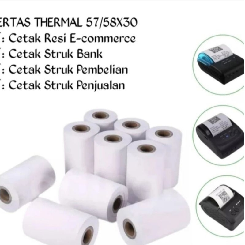 

RB6 Kertas kasir thermal Edc 57/58x30 paket 100 Pcs