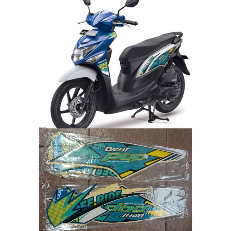 Sticker striping beat pop 2014 biru / Lis body beat pop biru 2014