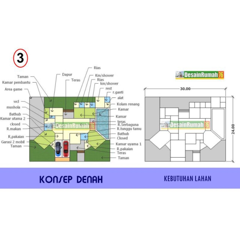 KONSEP DENAH RUMAH MODERN 003, DENAH RUMAH MEWAH, DENAH RUMAH UKURAN BESAR