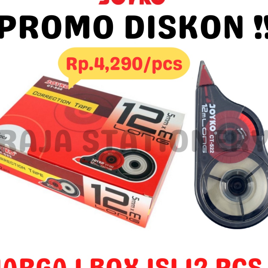 

KI3 JOYKO CORRECTION TAPE 12M CT522 TIPEX KES JOYKO TIPX TIP X CT522 1 BOX 12PCS