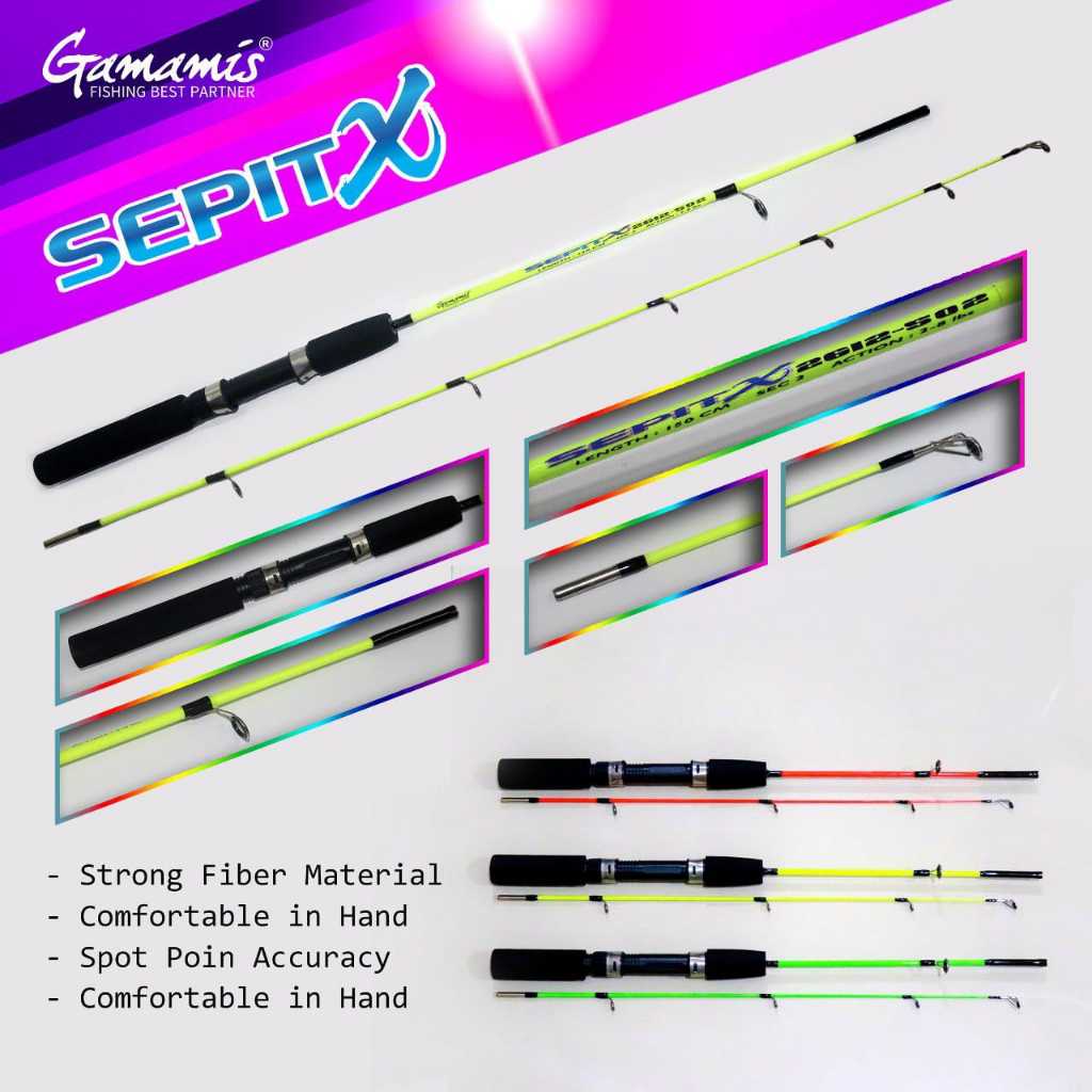 Joran Pancing Fiber Solid Gamamis Sepit X 100cm/120cm ( Lentur )