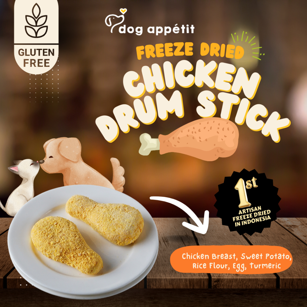 Dog Appetit Freeze Dried CHICKEN DRUMSTICK Paha Pentung Ayam Snack Anjing Kucing Dog Food Cat Food J