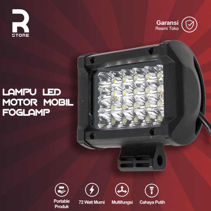 Lampu Sorot Motor / Mobil 24 Mata LED 12Volt 72 Watt Cahaya Putih Super Terang Tahan Air Dan Panas S