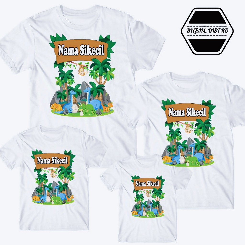 Kaos ulang tahun couple family custom foto / baju kaos ulang tahun anak / kaos ultah dinosaurus