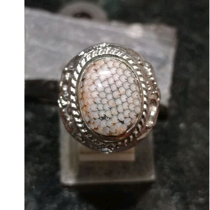Cincin batu akik natural sisik ular jiphen jipen 14 x 10 x 5 endemik madura