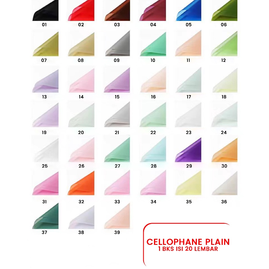 

KF7 2 Lembar Kes Buket Bunga Warna Polos Flower Wrapping Paper Plain Cellophane Plain
