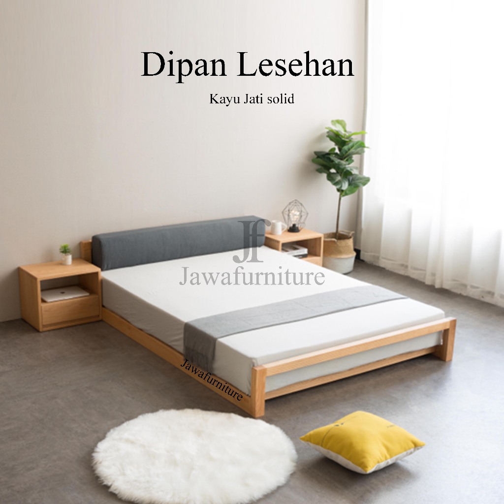 Jawafurniture Tepat Tidur Lesehan Kayu Jati Divan Lantai Minimalis Dipan Sandaran Busa
