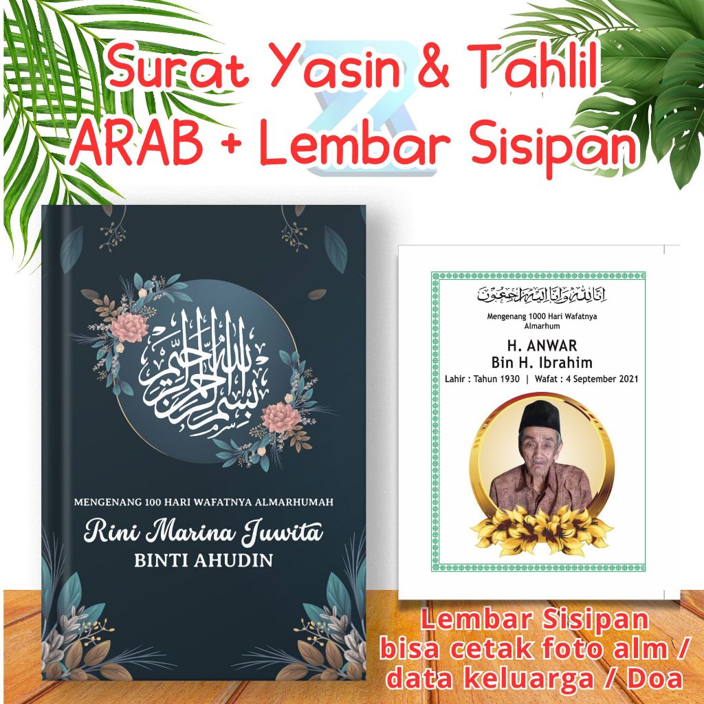 Zaflan - Buku Yasin Tahlil ARAB + Sisipan Termurah Custom Foto Bergaransi