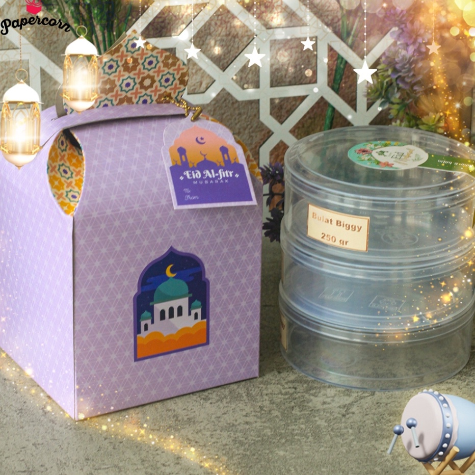 

FG2 1 Pcs Box Kubah Ungu uk 13x13x13 cm Free Gift Tag Muat 3 Toples gy Bulat 25 gr