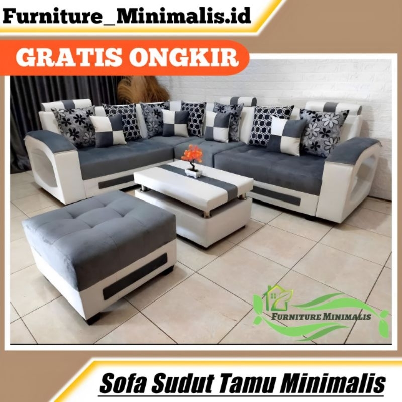 1 SET SOFA MINIMALIS SOFA SUDUT AESTETIC KURSI BUSA TAMU MEWAH