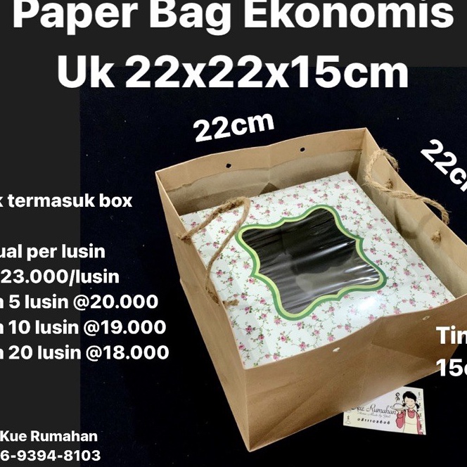 

KF7 Paper Bag Ekonomis Uk 22x22x15cm Dijual per lusin