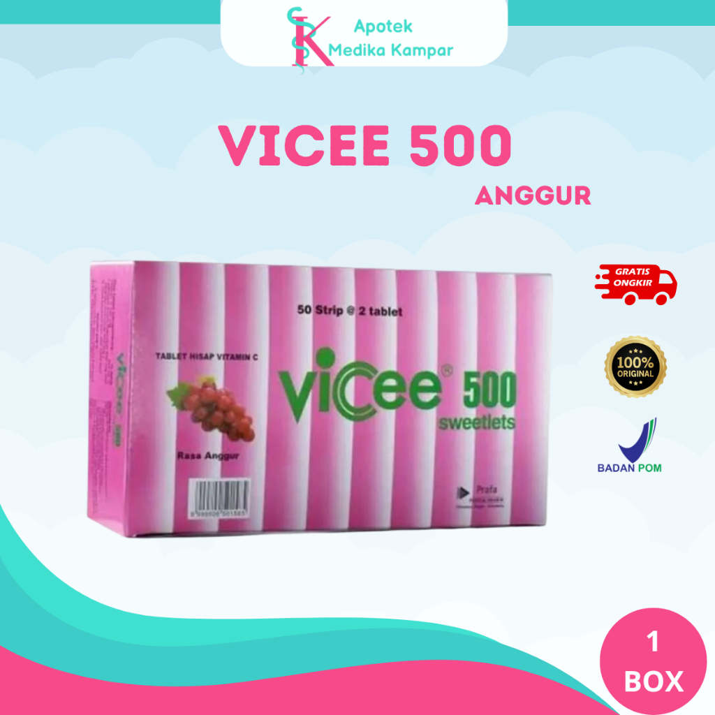 Vicee 500 Mg Anggur 1BOX - Tablet Hisap Vitamin C 500 Mg