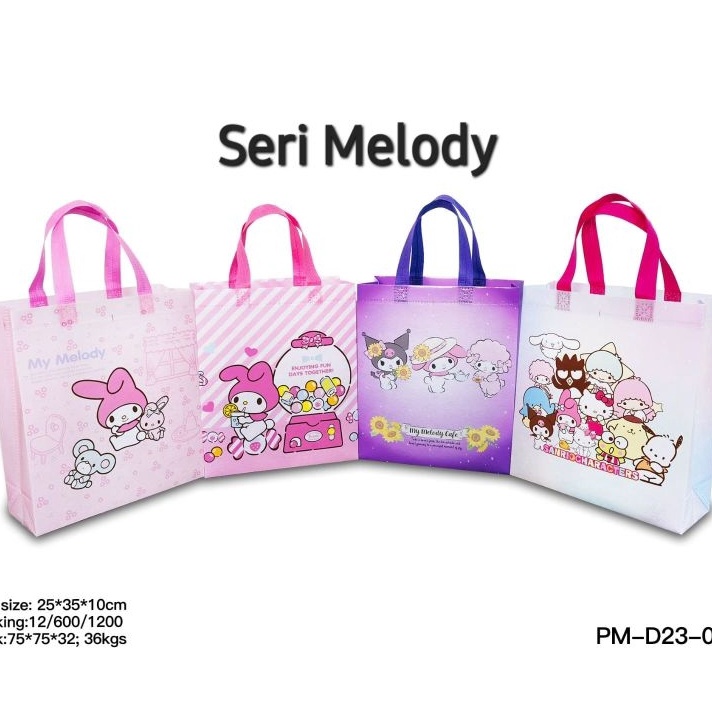 

KF7 LUSINAN 12pcs Goodie bag Spunbond LAMINASI KARAKTER 25x35x1 tas hampers tas spunbond