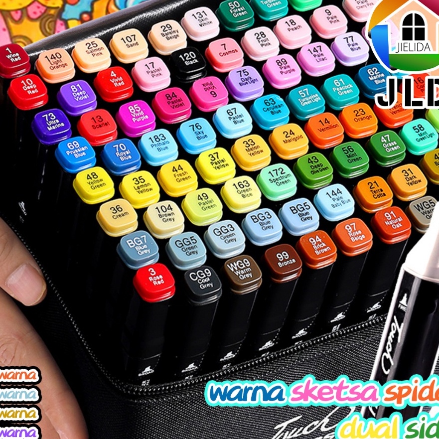 

Terkini JieLiDa Spidol Warna Stabilo Touch 24364868 Warna Dual Side Fine Art Brush Pen Sketsa Animation Markers Twin Market Set Spidol