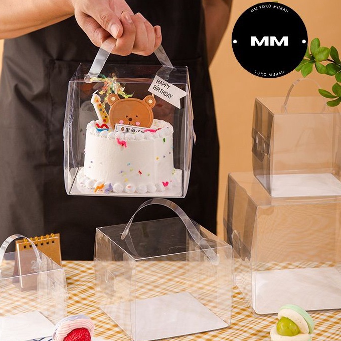 

Terlaris 5pcs 2x2x15cm mika kue tart dus kotak box mika kie tart kue ulang tahun birthday cake